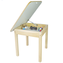 Ver imagem 1 de MESA MESINHA COM BAÚ INFANTIL DE MADEIRA: QUADRADA  CARTEIRA ORGANIZADORA ESCOLAR RESISTENTE