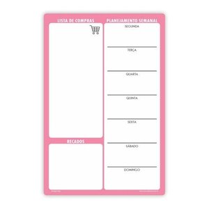 Quadro Planejamento Porta Recados Planner Em Mdf 20x30cm Rosa
