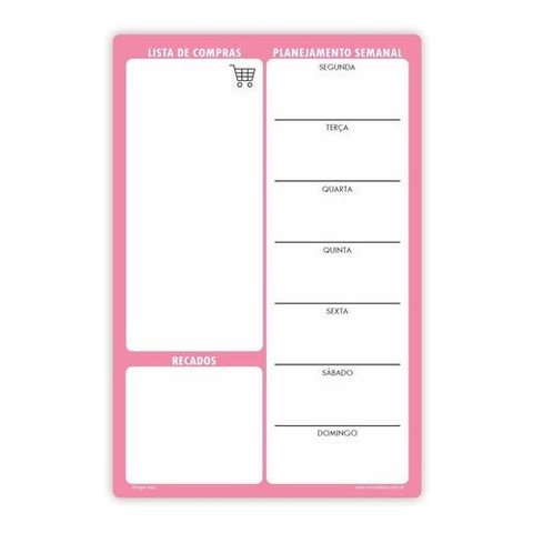 Quadro Planejamento Porta Recados Planner Em Mdf 20x30cm Rosa