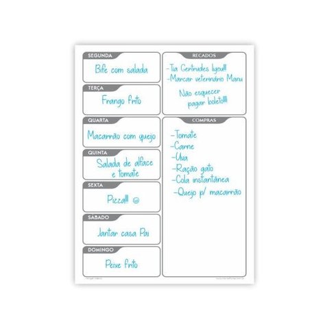 Ímã De Geladeira Porta Recados 20 X 30cm Planner - Branco