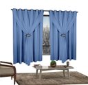 Ver imagem 1 de Cortina Corta Luz 2,00M x 1,60M 100% Blackout com Voil Azul para Sala ou Quarto para Varão Simples