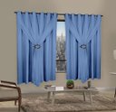 Ver imagem 2 de Cortina Corta Luz 2,00M x 1,60M 100% Blackout com Voil Azul para Sala ou Quarto para Varão Simples