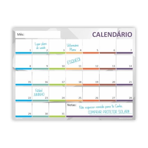 Ímã De Geladeira Porta Recados 20 X 30cm Planner - Mensal