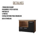 Ver imagem 2 de Balcão para Cooktop Ana 5 Bocas 3 Portas Savana Preto Moblis