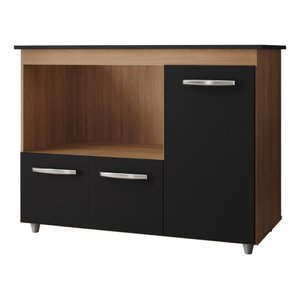 Balcão para Cooktop Ana 5 Bocas 3 Portas Savana Preto Moblis