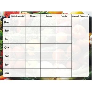 Cardápio Semanal - Planner - Dieta - Ímã De Geladeira