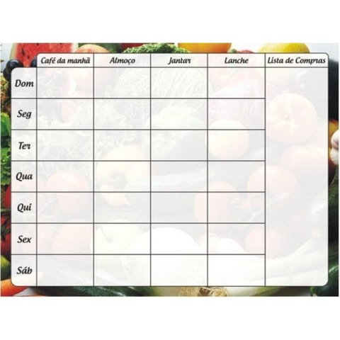 Cardápio Semanal - Planner - Dieta - Ímã De Geladeira