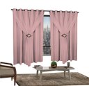 Ver imagem 1 de Cortina Corta Luz 2,00M x 1,60M 100% Blackout com Voil Rosa para Sala ou Quarto para Varão Simples