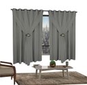 Ver imagem 1 de Cortina Corta Luz 2,00M x 1,60M 100% Blackout com Voil Cinza para Sala ou Quarto para Varão Simples