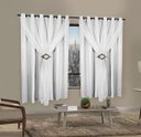 Ver imagem 2 de Cortina Corta Luz 2,00M x 1,60M 100% Blackout com Voil Branco para Sala ou Quarto para Varão Simples