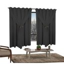 Ver imagem 1 de Cortina Corta Luz 2,00M x 1,40M 100% Blackout com Voil Preto para Sala ou Quarto para Varão Simples