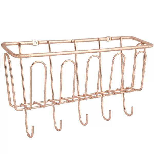 Suporte Cesta Para Temperos 5 Ganchos Utensílios Rosê Gold - 5