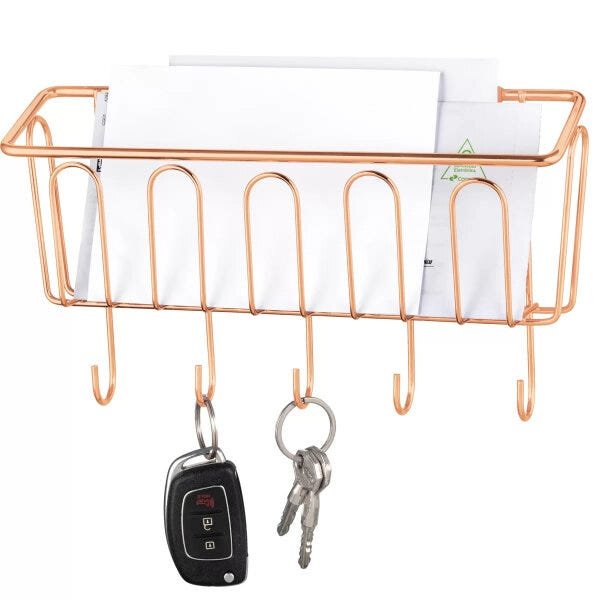 Suporte Cesta Para Temperos 5 Ganchos Utensílios Rosê Gold - 2