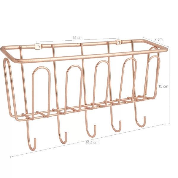 Suporte Cesta Para Temperos 5 Ganchos Utensílios Rosê Gold - 3