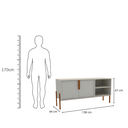 Ver imagem 2 de Rack Loft Grande Lateral Mdf Nude e Madeira 138x67x44 Donna 0102rgl02
