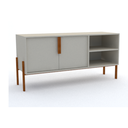 Ver imagem 1 de Rack Loft Grande Lateral Mdf Nude e Madeira 138x67x44 Donna 0102rgl02