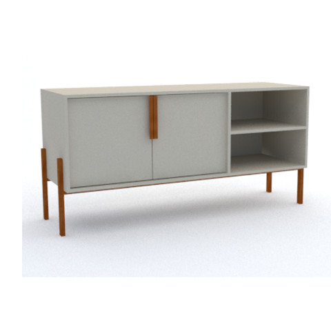 Rack Loft Grande Lateral Mdf Nude e Madeira 138x67x44 Donna 0102rgl02