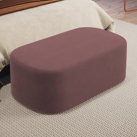 Puff Decorativo Orgânico para Living Quarto 100cm Doha W01 Suede Rosê - Lyam Decor