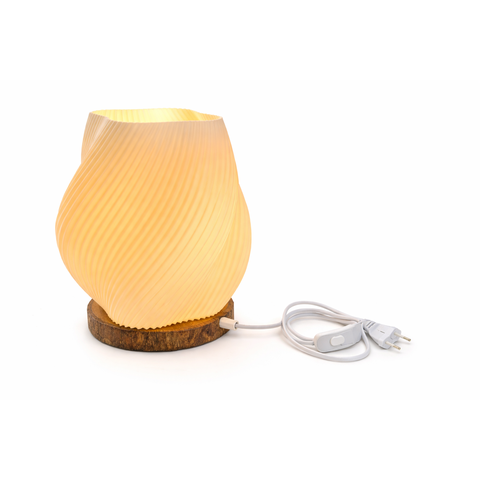 Luminária de Mesa Gabriela Oniro Base de Madeira Rústica Teca 3cm Espessura