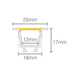 Perfil de Embutir para Fita Led Taschibra Vertex 25 com 1 Metro Branco - 2