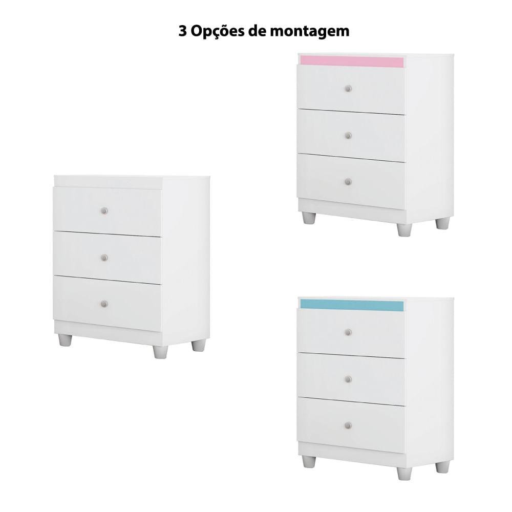 Cômoda Infantil Gutti Flex com 3 Gavetas - Branco - 4