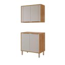 Ver imagem 1 de Balcão com Aéreo Aurea 80 Cm com 4 Portas Cinamomo/off White