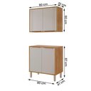 Ver imagem 4 de Balcão com Aéreo Aurea 80 Cm com 4 Portas Cinamomo/off White
