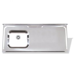 Pia de Inox 1,60 X 0,53 Lisa com Cuba Deslocada para Esquerda - 1