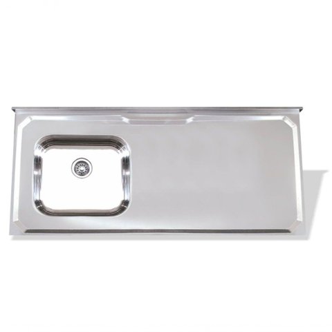 Pia de Inox 1,60 X 0,53 Lisa com Cuba Deslocada para Esquerda