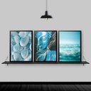 Ver imagem 2 de Kit 3 Quadros Zen Buda Mar Azul 45x34cm:Madeira preta