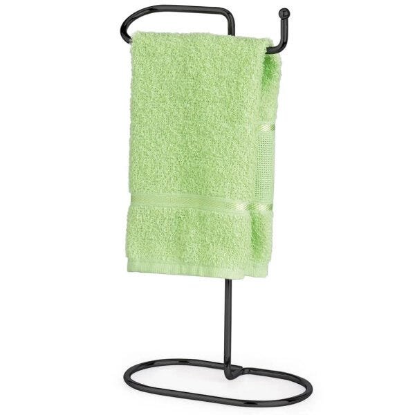 Suporte Porta Toalhas Bancada Lavabo Toalheiro Preto Black - 1