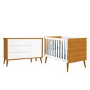 Ver imagem 1 de Jogo de Quarto Infantil Theo Retrô Cômoda 1 Porta e Berço Branco/Savana com Pés Amadeirado -