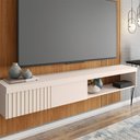 Ver imagem 3 de Painel Selina Ripado 180cm para Tv até 65 com Porta de Correr e Prateleira Mdp Freijo/offwhite G11 -