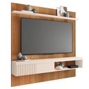 Ver imagem 2 de Painel Selina Ripado 180cm para Tv até 65 com Porta de Correr e Prateleira Mdp Freijo/offwhite G11 -
