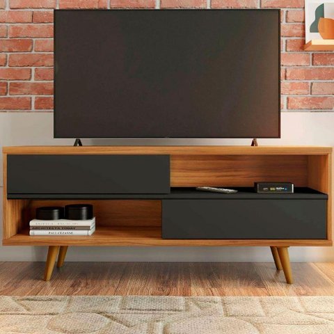 Bancada 135cm para Tv até 50 Polegadas Nt1180 Notável Freijó Trend com Preto Tx