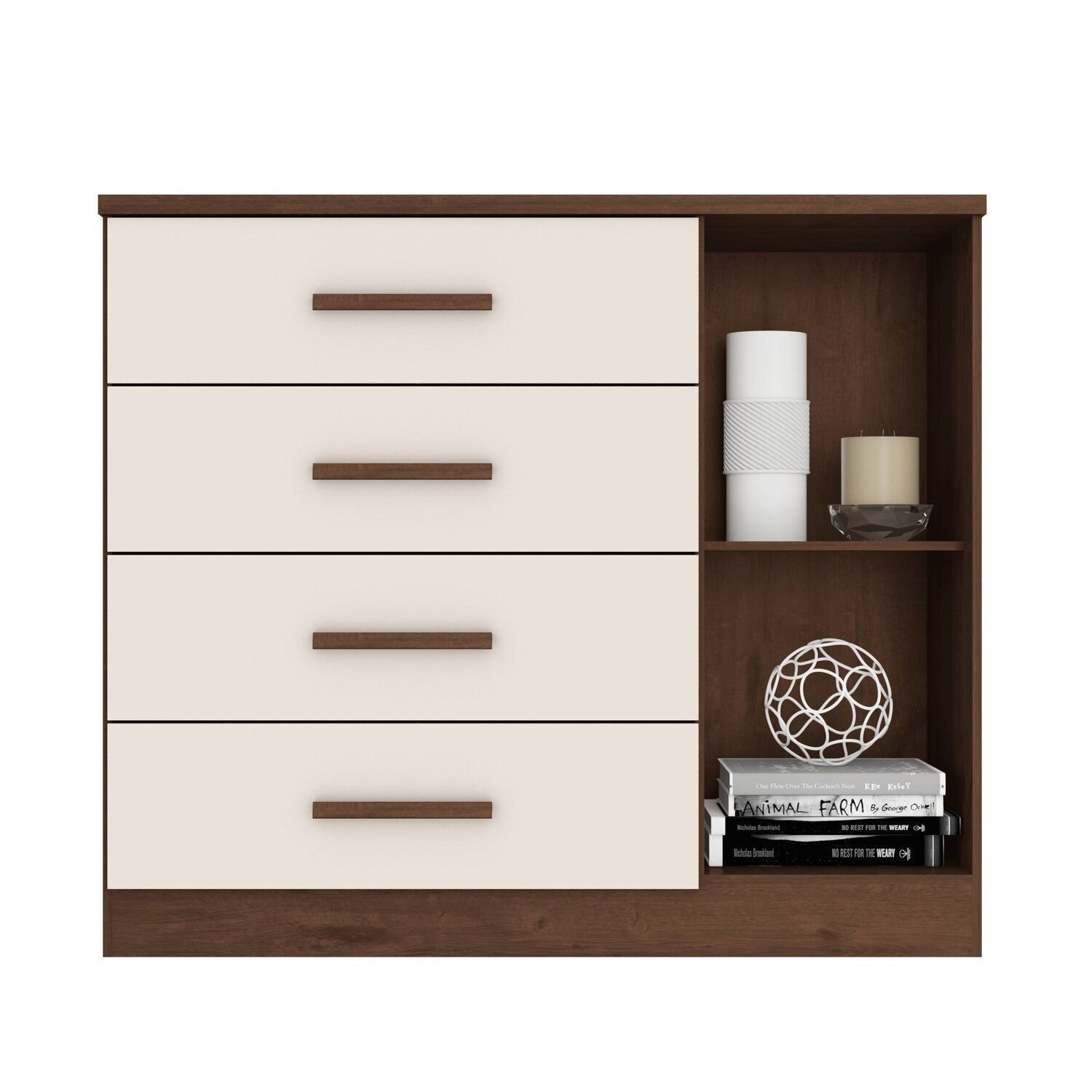 Cômoda Sapateira Genova Plus 1 Porta 4 Gavetas Marrom/Jacaranda