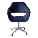 Ver imagem 1 de Cadeira Para Escritório E Home Office Zara Base Giratória - Suede Azul Marinho