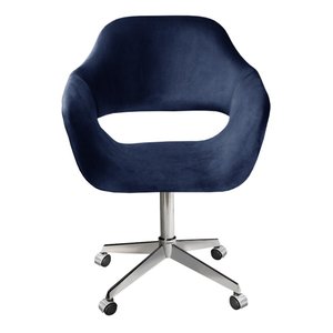 Cadeira Para Escritório E Home Office Zara Base Giratória - Suede Azul Marinho