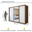 Ver imagem 3 de Guarda Roupa Casal com Espelho Premium Liv 3 Portas de Correr e 6 Gavetas 242cm Yescasa Branco/Carvalho