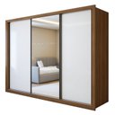Ver imagem 2 de Guarda Roupa Casal com Espelho Premium Liv 3 Portas de Correr e 6 Gavetas 242cm Yescasa Branco/Carvalho