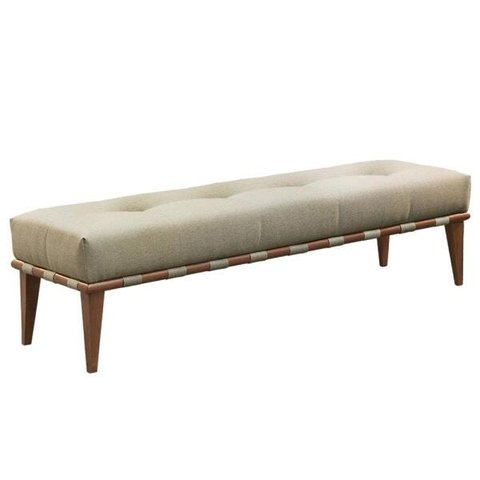 Recamier London Luxo Madeira Maciça Tecido Linho Bege