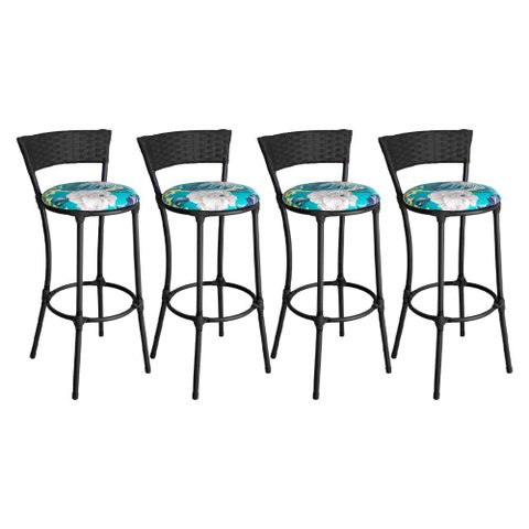 Conjunto de 4 Banquetas Alta Forts em Aço Carbono e Fibra Sintética