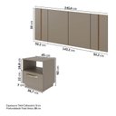 Ver imagem 6 de Kit Guarda Roupas 3 Portas, Cama Casal e Complementos de Quarto Araçá CabeCasa MadeiraOriginals Cinza/Fendi