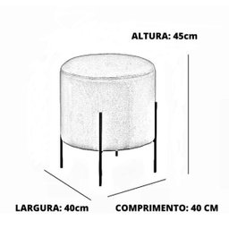 Puff Odim Luxo Metálica Bronze Tecido Linho Bege Claro - 4