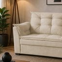 Ver mais imagens de Sofá Alice 2 Lugares Fixo 140cm Bege Suede Premium Compacto para Apartamento