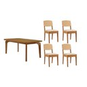 Ver imagem 1 de Conjunto: Mesa Sala Jantar Londrina Tampo Curvo 120cm+4 Cadeiras Havana Naturale - Suede Creme -