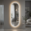 Ver imagem 3 de Espelho Oval Led Touch 170x70cm Jateado Polido Corpo Inteiro Iluminação Banheiro Quarto Closet Sala