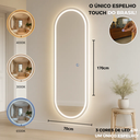 Ver imagem 4 de Espelho Oval Led Touch 170x70cm Jateado Polido Corpo Inteiro Iluminação Banheiro Quarto Closet Sala