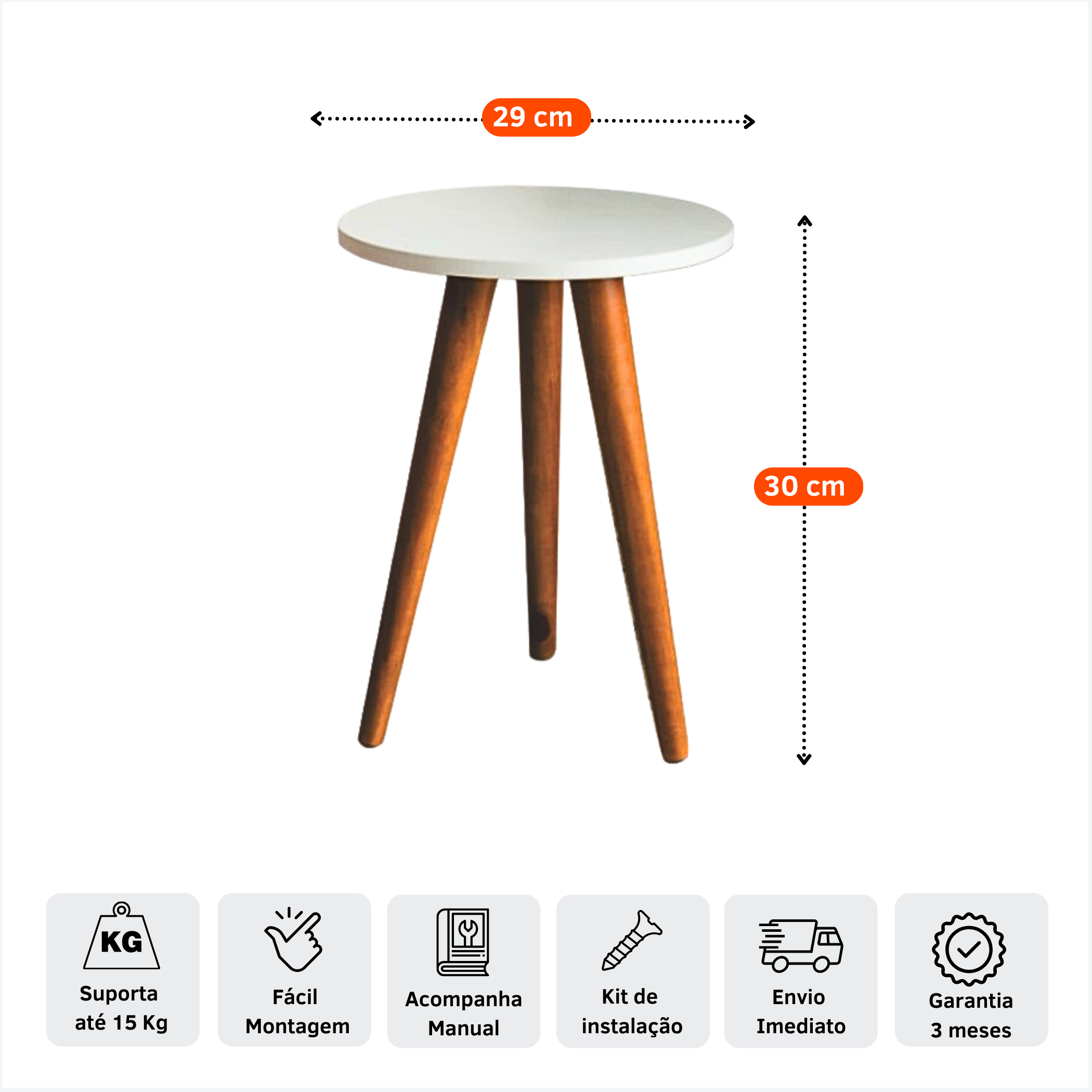 Mesa Decorativa Lateral com Pés Palito Retro Decoração de Apoio Cabeceira para Sala Quarto - 3