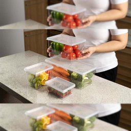 Kit 4 Organizadores de Geladeira Caixas Organizadoras Cozinha com Tampa Transparentes Uz - 2